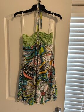 Roxy Green Multi-Color Floral Halter One-Piece